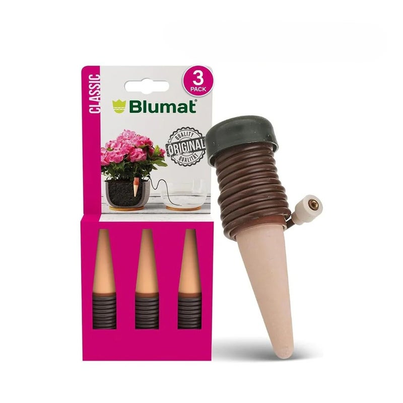 Blumat Classic Self-Watering Stakes - Automatic Drip Irrigation System for Indoor Plant Watering & Outdoor - Water Drip Solution for Potted Plants - Slow Release Stakes, 3 Pack, wo Adapter - Image 1